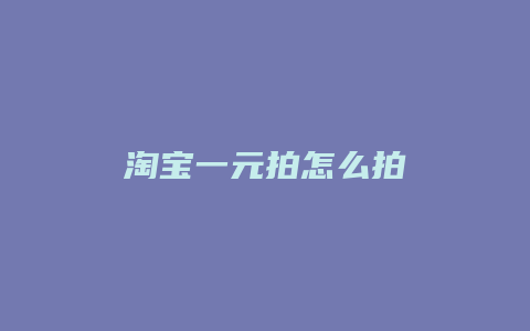 淘宝一元拍怎么拍