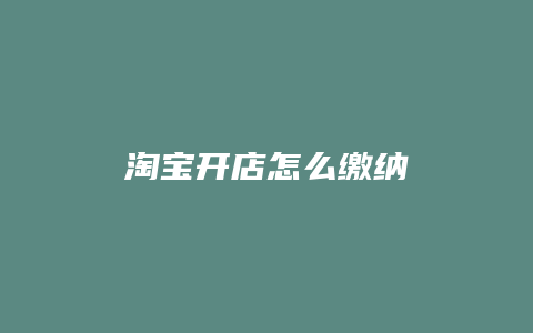 淘宝开店怎么缴纳