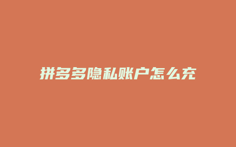 拼多多隐私账户怎么充值