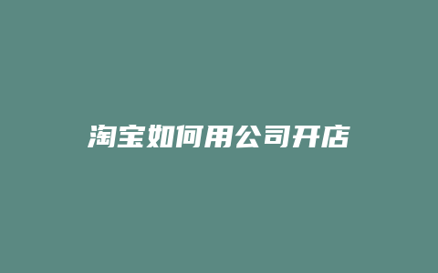 淘宝如何用公司开店