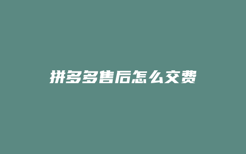 拼多多售后怎么交费