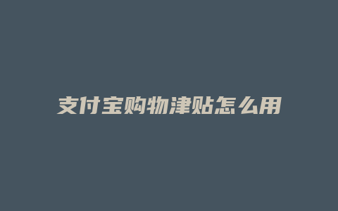支付宝购物津贴怎么用