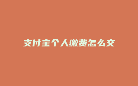 支付宝个人缴费怎么交