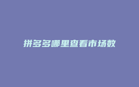 拼多多哪里查看市场数据