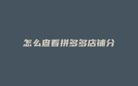 怎么查看拼多多店铺分销