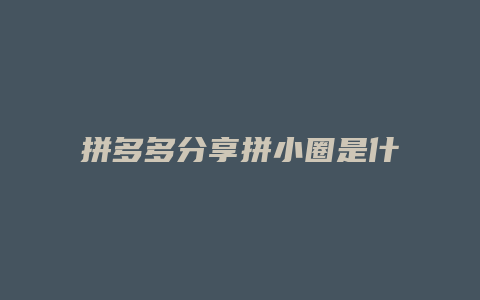 拼多多分享拼小圈是什么