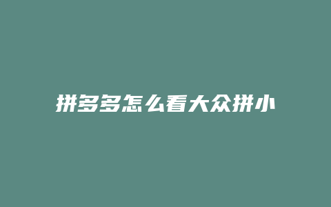 拼多多怎么看大众拼小圈