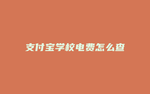 支付宝学校电费怎么查