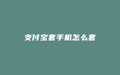 支付宝套手机怎么套