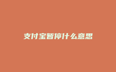 支付宝暂停什么意思