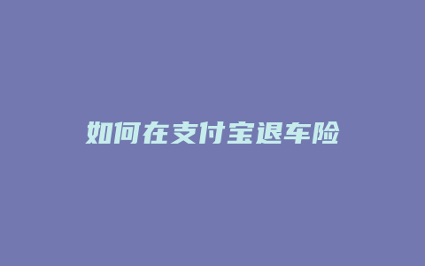 如何在支付宝退车险