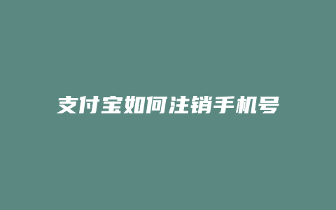 支付宝如何注销手机号
