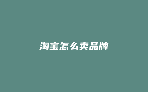 淘宝怎么卖品牌