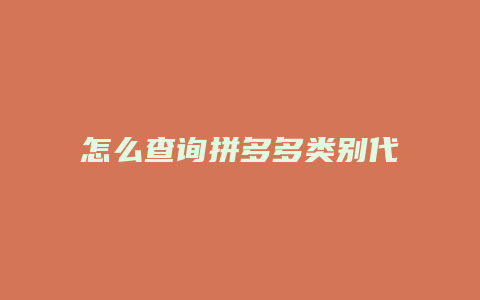 怎么查询拼多多类别代码