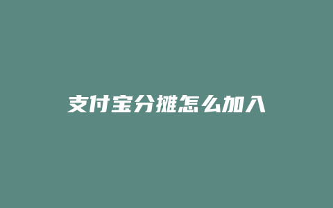 支付宝分摊怎么加入