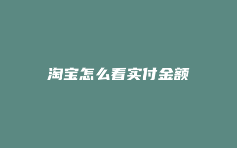 淘宝怎么看实付金额