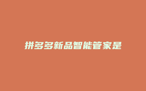 拼多多新品智能管家是什么