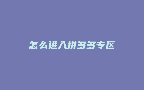 怎么进入拼多多专区