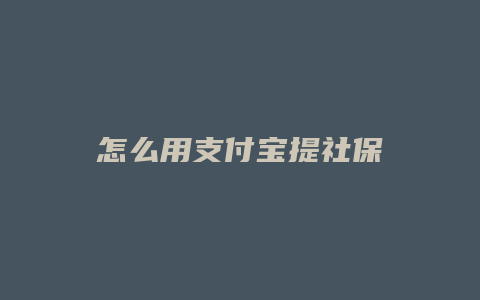 怎么用支付宝提社保