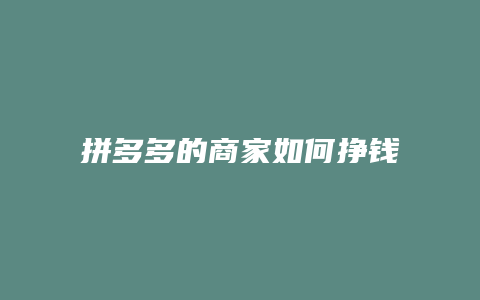 拼多多的商家如何挣钱呢