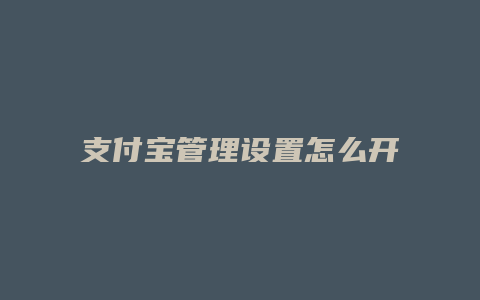 支付宝管理设置怎么开启