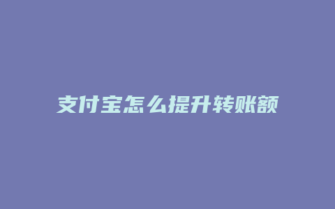 支付宝怎么提升转账额度