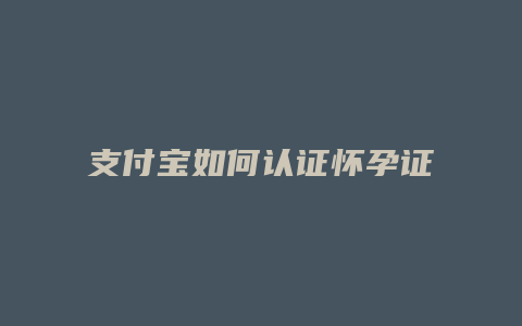 支付宝如何认证怀孕证明