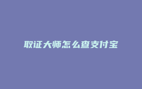 取证大师怎么查支付宝