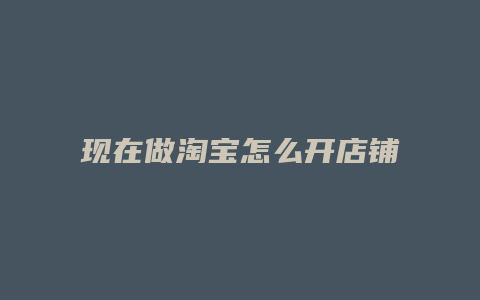 现在做淘宝怎么开店铺