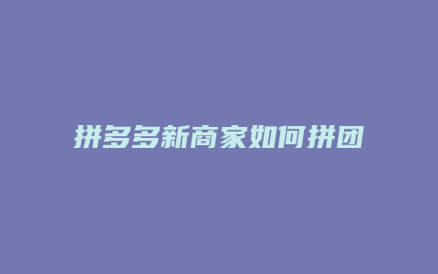 拼多多新商家如何拼团购物