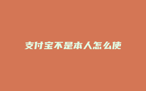 支付宝不是本人怎么使用