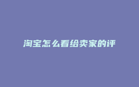 淘宝怎么看给卖家的评价