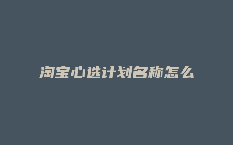 淘宝心选计划名称怎么写