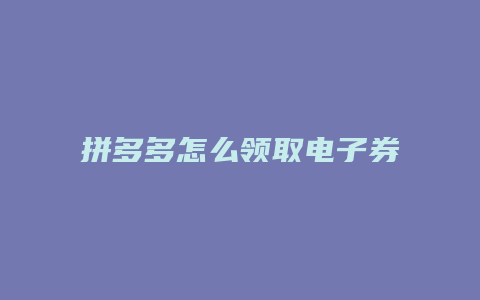拼多多怎么领取电子券教程