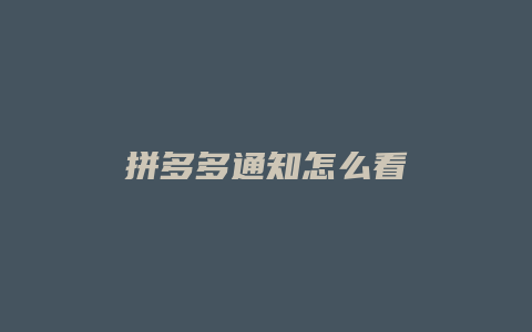拼多多通知怎么看