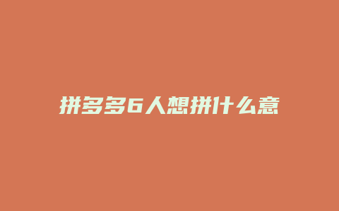 拼多多6人想拼什么意思
