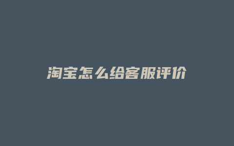 淘宝怎么给客服评价