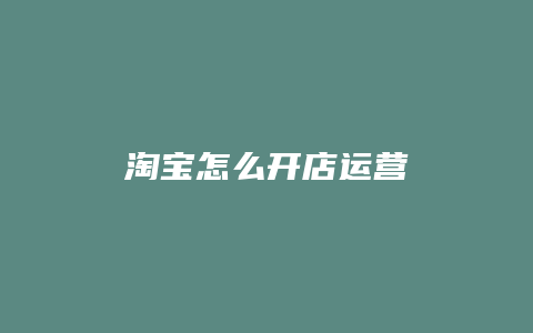 淘宝怎么开店运营