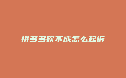 拼多多砍不成怎么起诉他