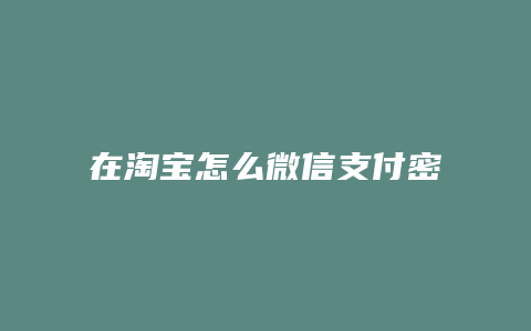 在淘宝怎么微信支付密码