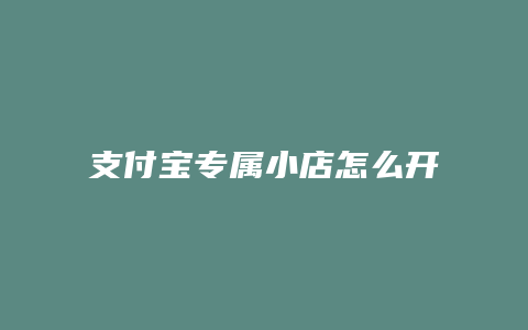 支付宝专属小店怎么开启