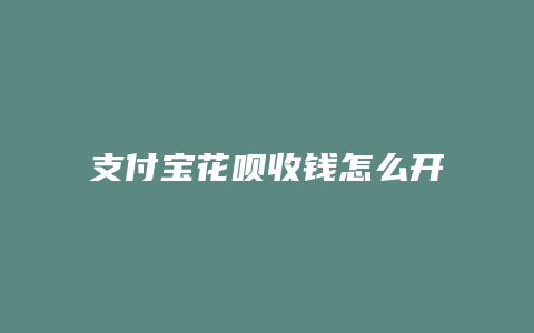支付宝花呗收钱怎么开通