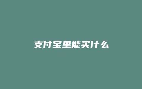 支付宝里能买什么