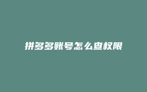 拼多多账号怎么查权限使用
