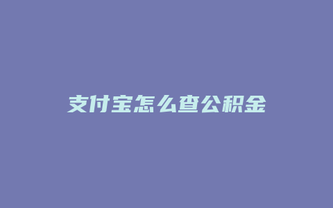 支付宝怎么查公积金