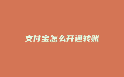 支付宝怎么开通转账