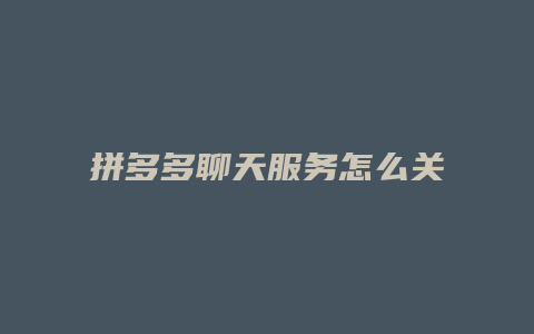 拼多多聊天服务怎么关闭