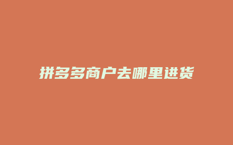 拼多多商户去哪里进货