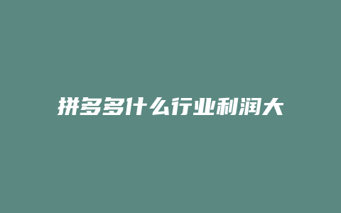 拼多多什么行业利润大点