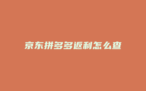 京东拼多多返利怎么查找